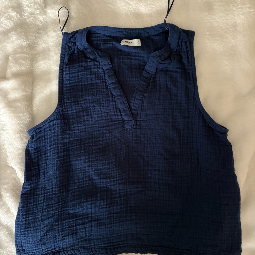 Sonoma Deep Blue Textured Tank Top